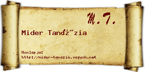 Mider Tanázia névjegykártya